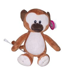   Plüss majom mazsorett bot formájú ceruzával, 30 cm, sötét barna